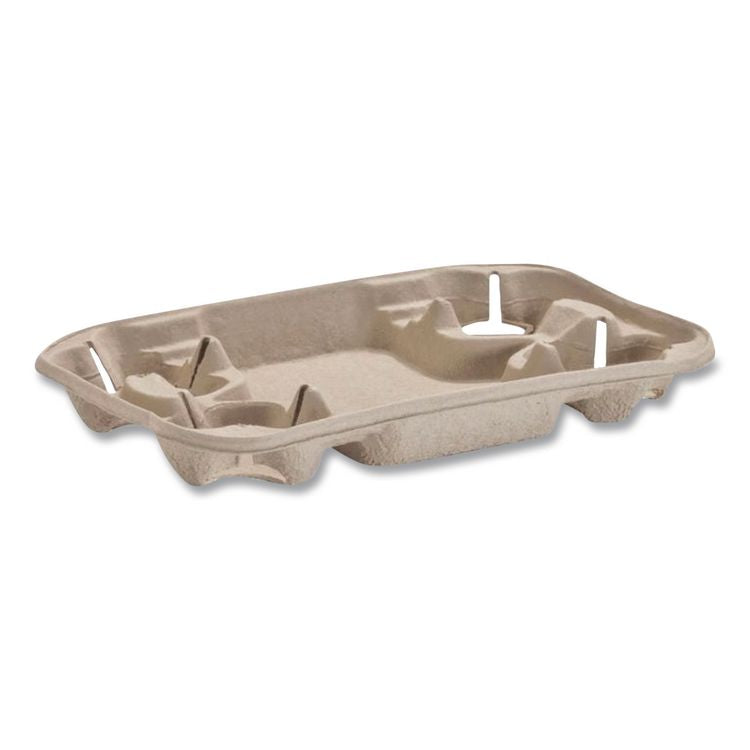 StrongHolder Molded Fiber Cup/Food Tray, 8 oz to 22 oz, Four Cups + Food Tray, Beige, 250/Carton