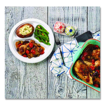 Paper Dinnerware, 3-Compartment Plate, 9.25" dia, White, 500/Carton