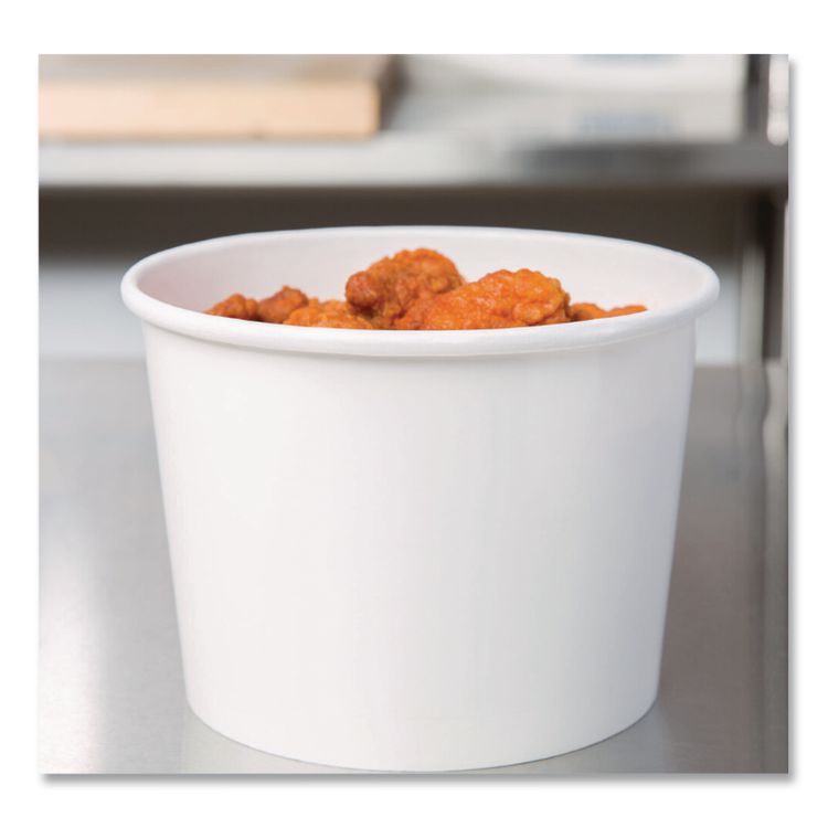 Paper Food Containers, 64 oz, White, 25/Pack, 10 Packs/Carton