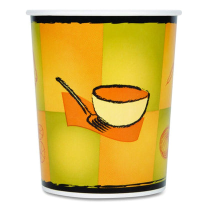 Streetside Squat Paper Food Container, Streetside Design, 16 oz, 25/Bag, 20 Bags/Carton