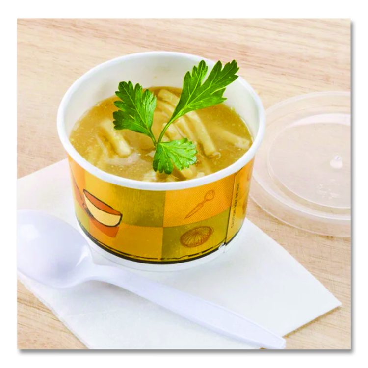 Streetside Paper Food Container with Plastic Lid, Streetside Design, 8 oz to 10 oz, 250/Carton