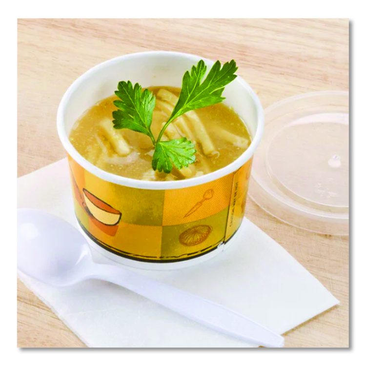Streetside Squat Paper Food Container with Lid, Streetside Design, 12 oz, 250/Carton