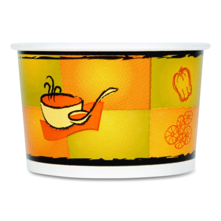 Streetside Squat Paper Food Container with Lid, Streetside Design, 12 oz, 250/Carton