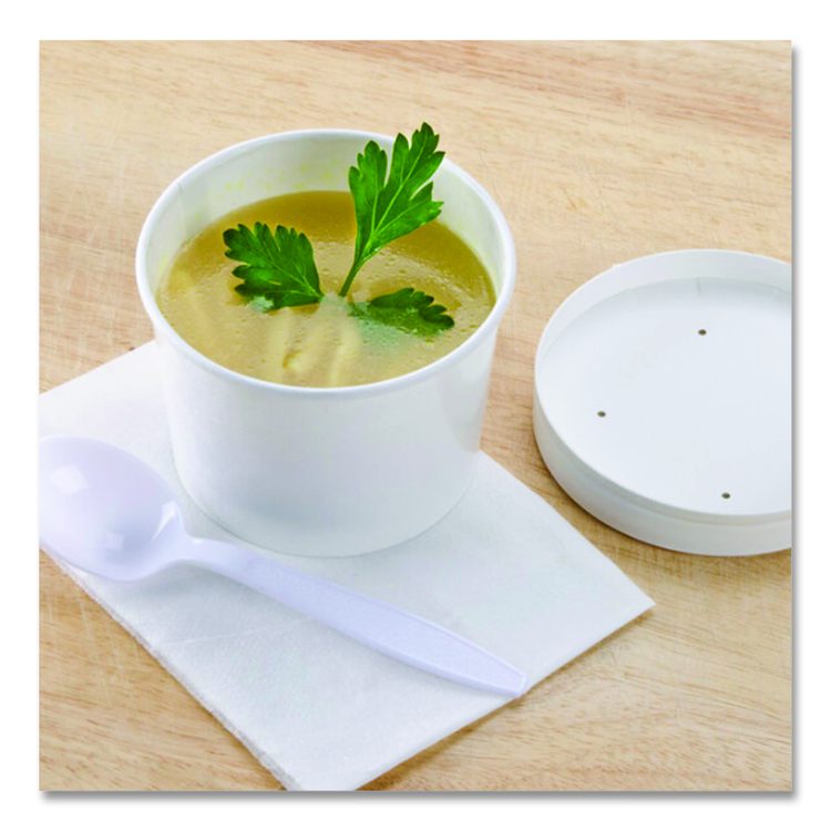 Squat Paper Food Container, 8 oz to 10 oz, White, 50/Pack, 20/Carton