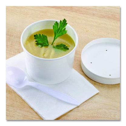 Squat Paper Food Container, 8 oz to 10 oz, White, 50/Pack, 20/Carton
