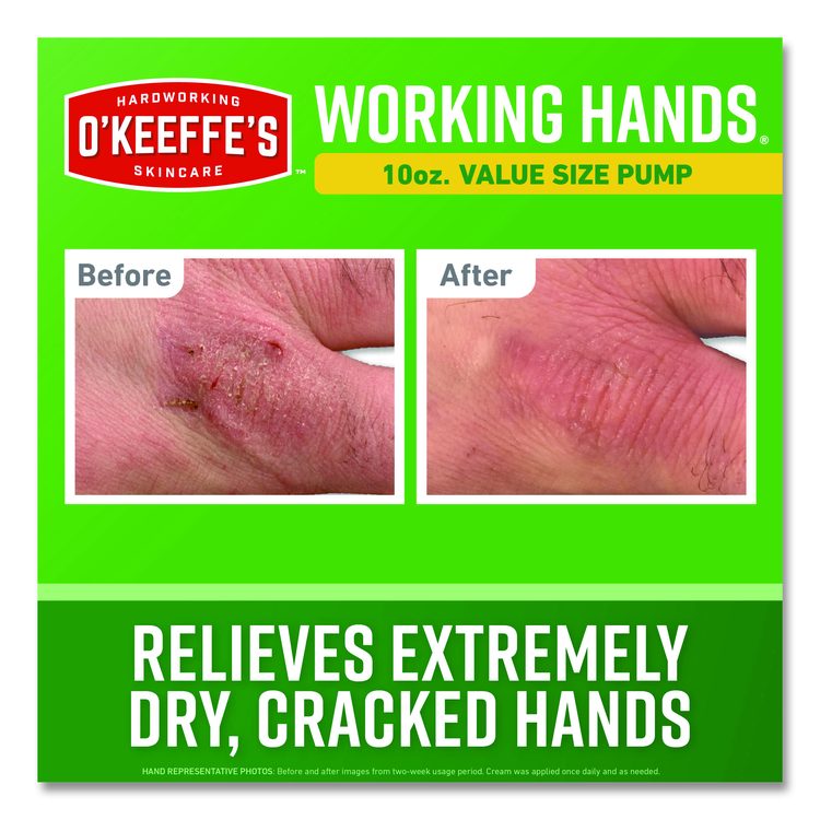 Working Hands Hand Cream, 10 oz Pump Bottle, Unscented, 2/Carton