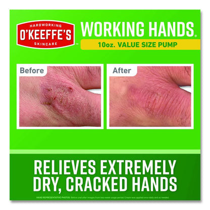 Working Hands Hand Cream, 10 oz Pump Bottle, Unscented, 2/Carton