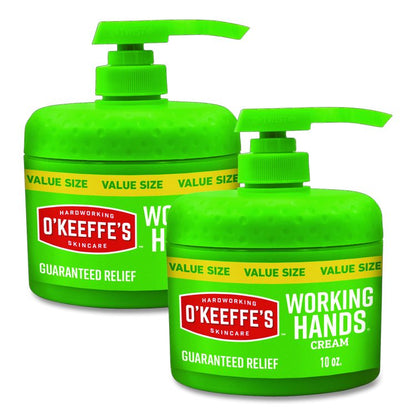 Working Hands Hand Cream, 10 oz Pump Bottle, Unscented, 2/Carton