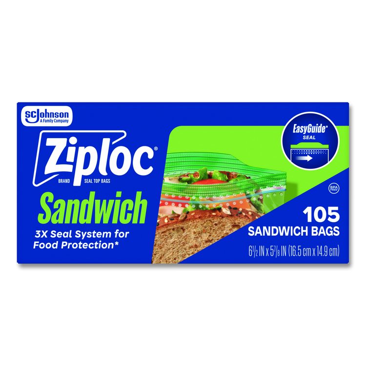 Resealable Sandwich Bags, 1.2 mil, 6.5" x 5.88", Clear, 105 Bags/Box, 12 Boxes/Carton