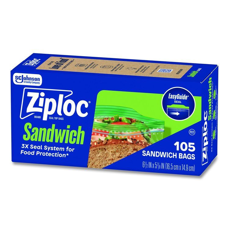 Resealable Sandwich Bags, 1.2 mil, 6.5" x 5.88", Clear, 105 Bags/Box, 12 Boxes/Carton
