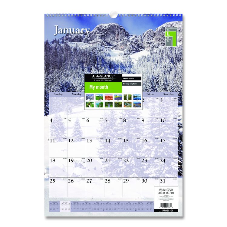 Scenic Monthly Wall Calendar, Landscape Photography, 15.5 x 22.75, White/Multicolor Sheets, 12-Month (Jan-Dec): 2026