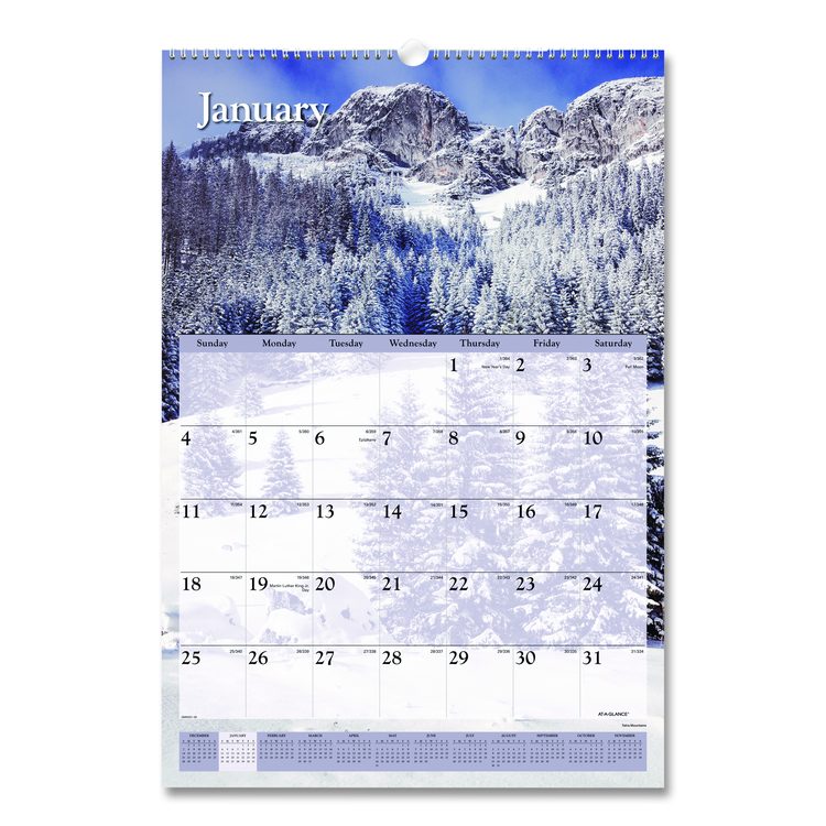 Scenic Monthly Wall Calendar, Landscape Photography, 15.5 x 22.75, White/Multicolor Sheets, 12-Month (Jan-Dec): 2026