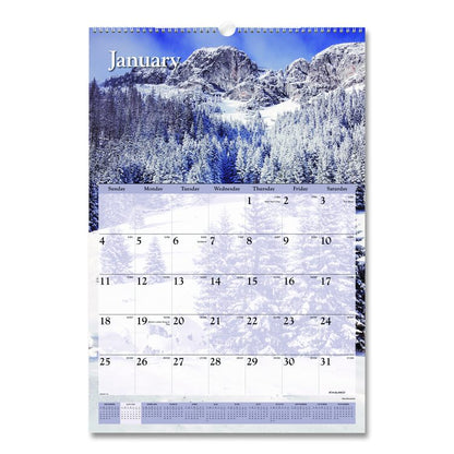 Scenic Monthly Wall Calendar, Landscape Photography, 15.5 x 22.75, White/Multicolor Sheets, 12-Month (Jan-Dec): 2026