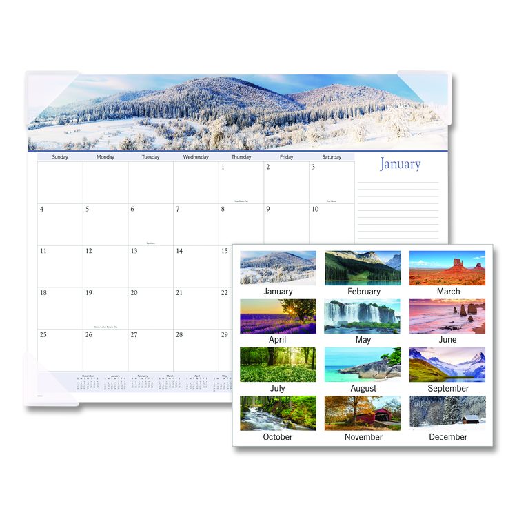 Landscape Panoramic Desk Pad, Landscapes Photography, 22 x 17, White Sheets, Clear Corners, 12-Month (Jan to Dec): 2026