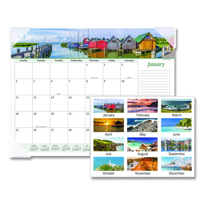Seascape Panoramic Desk Pad, Seascape Panoramic Photography, 22 x 17, White Sheets, Clear Corners, 12-Month (Jan-Dec): 2026