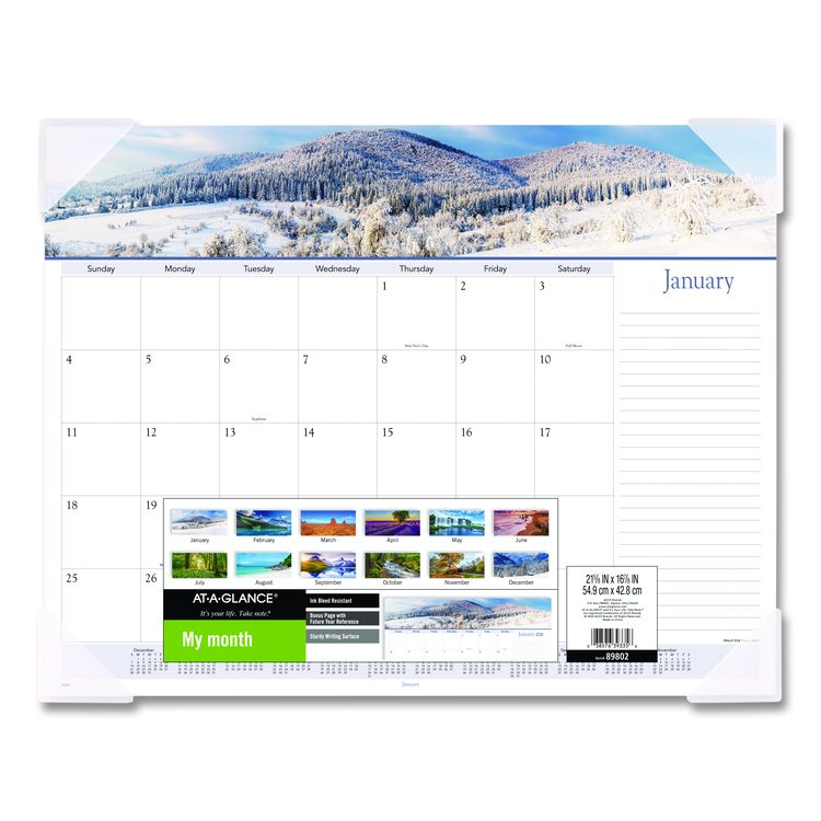 Landscape Panoramic Desk Pad, Landscapes Photography, 22 x 17, White Sheets, Clear Corners, 12-Month (Jan to Dec): 2026