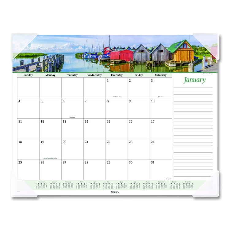 Seascape Panoramic Desk Pad, Seascape Panoramic Photography, 22 x 17, White Sheets, Clear Corners, 12-Month (Jan-Dec): 2026