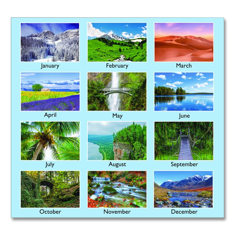 Scenic Monthly Wall Calendar, Landscape Photography, 12 x 17, White/Multicolor Sheets, 12-Month (Jan to Dec): 2026