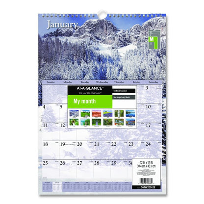 Scenic Monthly Wall Calendar, Landscape Photography, 12 x 17, White/Multicolor Sheets, 12-Month (Jan to Dec): 2026
