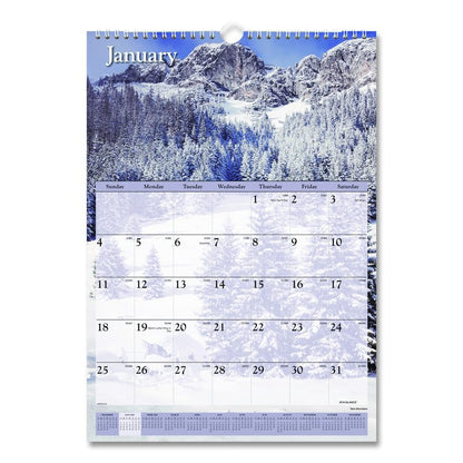 Scenic Monthly Wall Calendar, Landscape Photography, 12 x 17, White/Multicolor Sheets, 12-Month (Jan to Dec): 2026