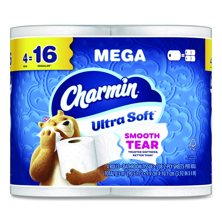 Ultra Soft Bathroom Tissue, Septic Safe, 2-Ply, White, 208 Sheets/Roll, 4 Rolls/Pack