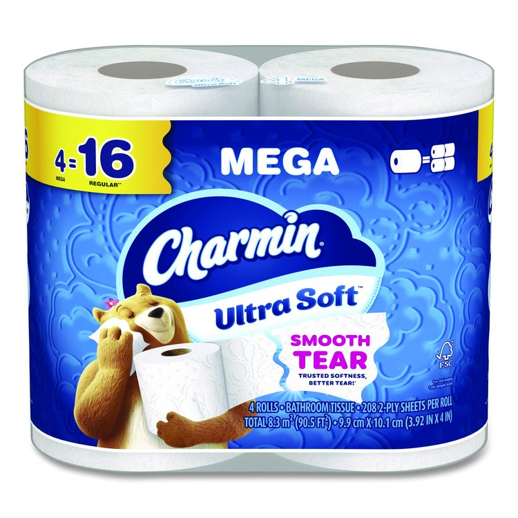 Ultra Soft Bathroom Tissue, Septic Safe, 2-Ply, White, 208 Sheets/Roll, 4 Rolls/Pack