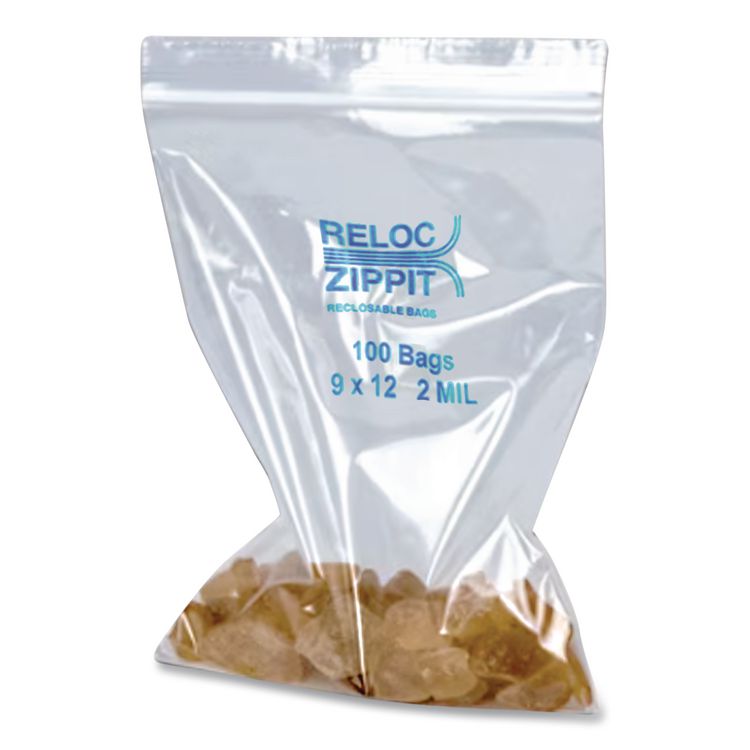 Zippit Resealable Bags, 2 mil, 9" x 12", Clear, 1,000/Carton