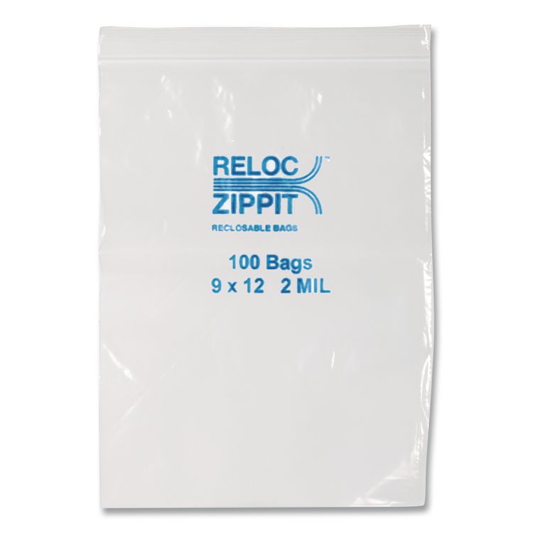 Zippit Resealable Bags, 2 mil, 9" x 12", Clear, 1,000/Carton