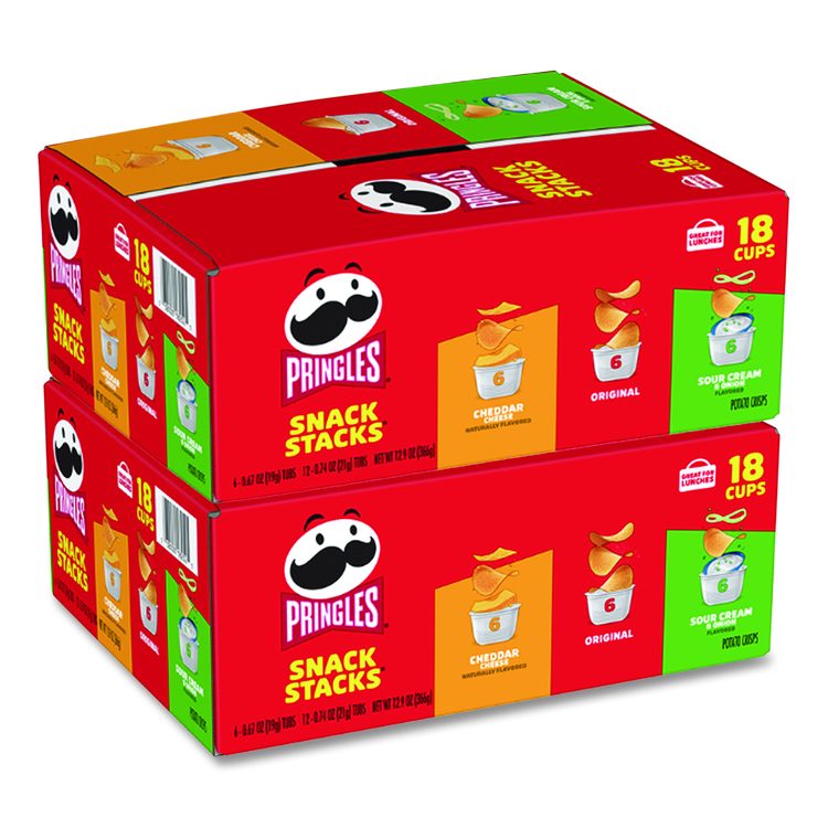 Potato Chips, Assorted, 0.67 oz Tub, 18 Tubs/Box, 2 Boxes/Carton