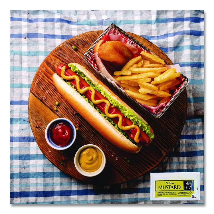 Condiment Packets, Mustard, 0.16 oz Packet, 200/Carton