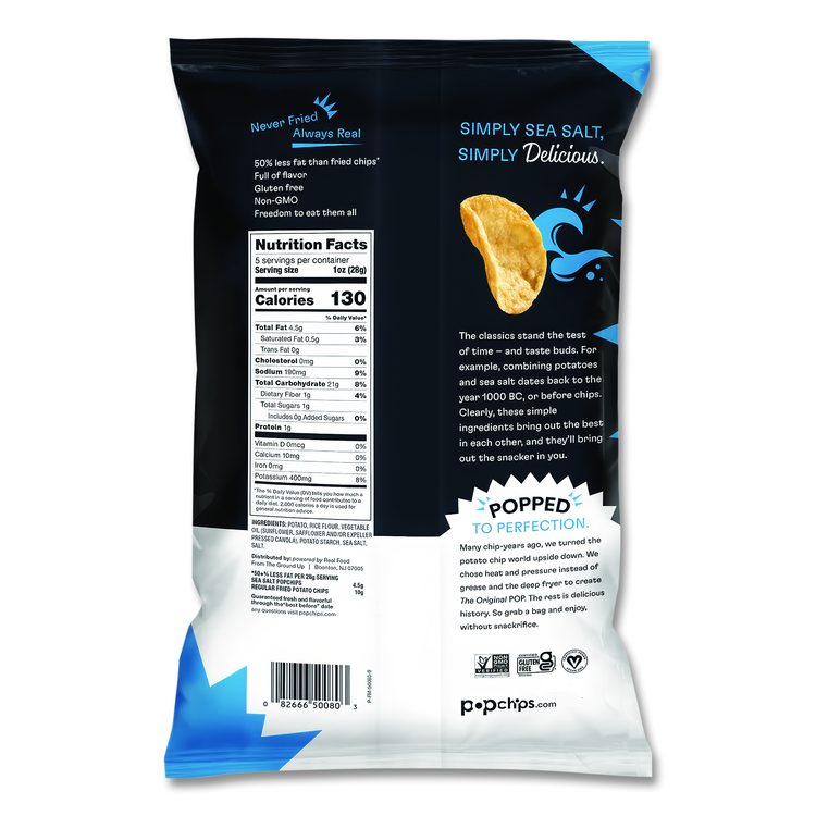 Potato Chips, Sea Salt Flavor, 0.8 oz Bag, 24/Carton