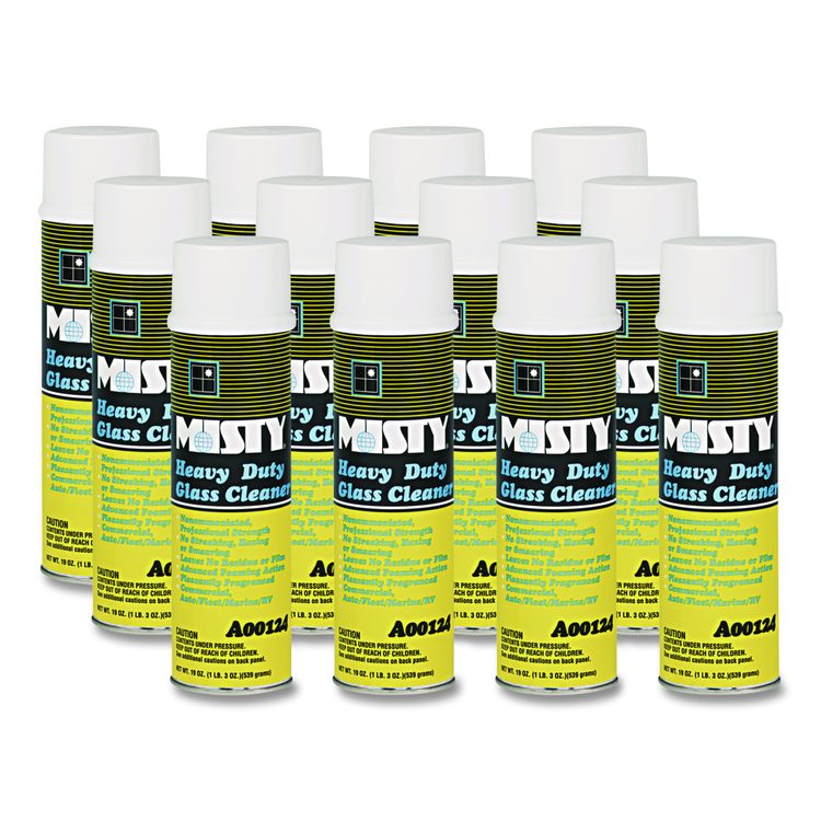 Heavy-Duty Glass Cleaner, 19 oz Aerosol Spray, 12/Carton