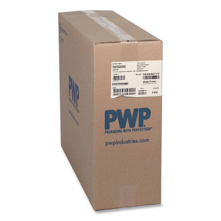Recycled Container Lid, Dome Lid for 6 x 6 Brownie Container, 7.5 x 7.5 x 2.02, Clear, Plastic, 195/Carton