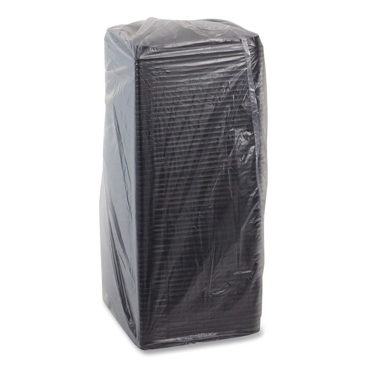 Recycled Plastic Container, 6 x 6 Brownie Container, 7.5 x 7.5 x 0.56, Black, Plastic, 195/Carton