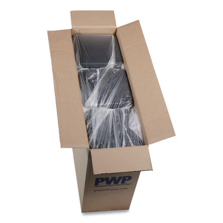 Recycled Plastic Container, 6 x 6 Brownie Container, 7.5 x 7.5 x 0.56, Black, Plastic, 195/Carton