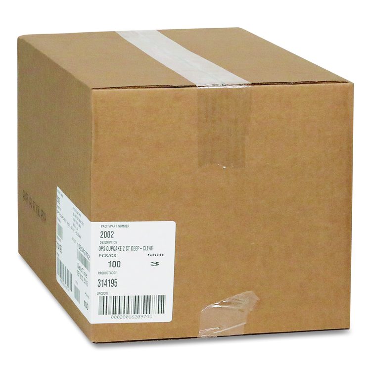 ClearView Bakery Cupcake Container, 2 Compartments, 6.75 x 4 x 4, Clear, Plastic, 100/Carton
