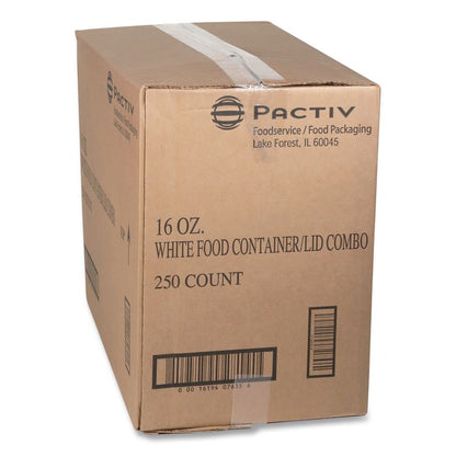 Paper Round Food Container and Lid Combo, 16 oz, 38" Diameter x 3.9" h, White, 250/Carton