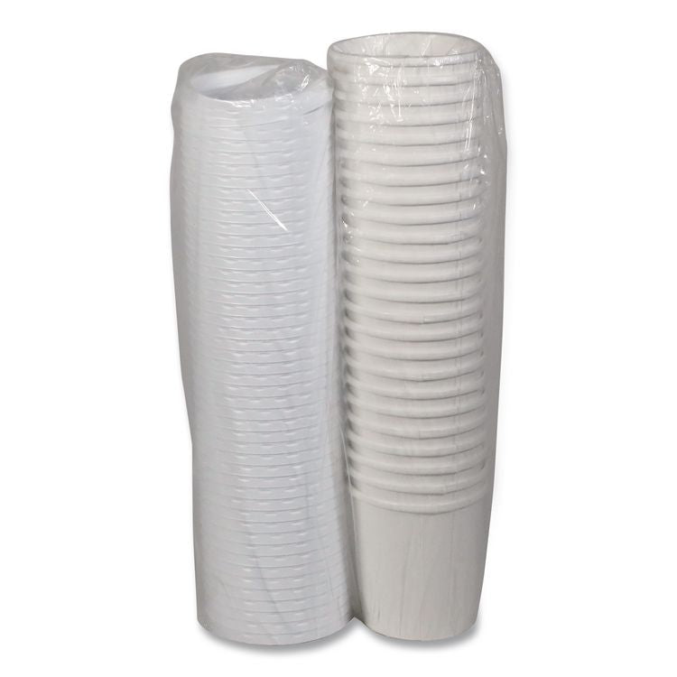 Paper Round Food Container and Lid Combo, 16 oz, 38" Diameter x 3.9" h, White, 250/Carton