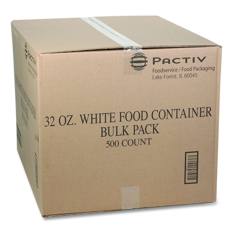 Paper Round Food Container, 32 oz, 4.5" Diameter x 5.1" h, White, 500/Carton