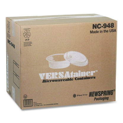 Newspring VERSAtainer Microwavable Containers, 48 oz, 9.5 x 9.5 x 2.4, White/Clear, Plastic, 150/Carton