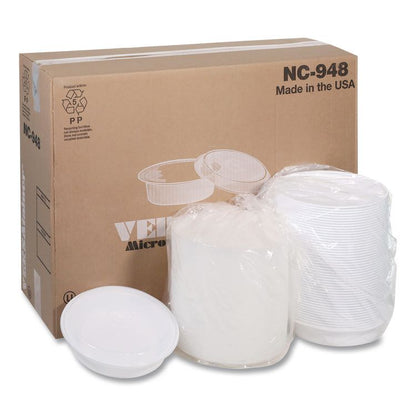 Newspring VERSAtainer Microwavable Containers, 48 oz, 9.5 x 9.5 x 2.4, White/Clear, Plastic, 150/Carton