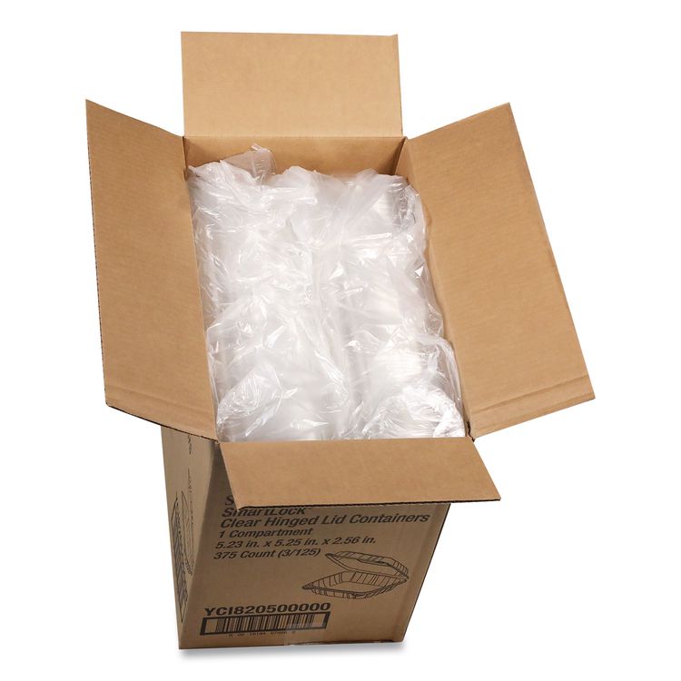 SENSATION SmartLock Hinged Lid Container, 5.2 x 5.3 x 2.56, Clear, Plastic, 375/Carton