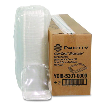 Showcase Deli Container Lid, Dome Lid For 3-Compartment 48/64 oz Containers, 9 x 7.4 x 1, Clear, Plastic, 220/Carton