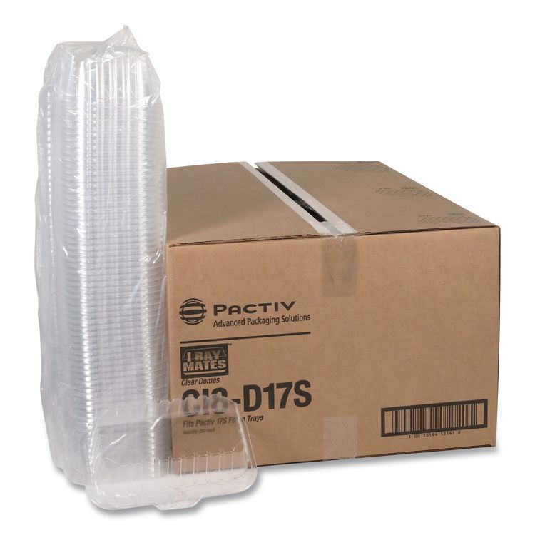 OPS Dome-Style Lid, 17S Deep Dome, 8.3 x 4.8 x 2.1, Clear, Plastic, 250/Carton