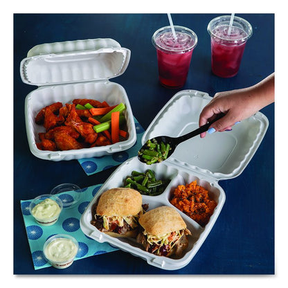 EarthChoice SmartLock Microwavable MFPP Hinged Lid Container, 3 Compartments, 9.33 x 8.88 x 3.1, White, Plastic, 120/Carton