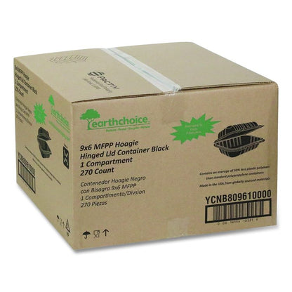 EarthChoice SmartLock Microwavable MFPP Hinged Lid Container, 9 x 6 x 3, Black, Plastic, 270/Carton