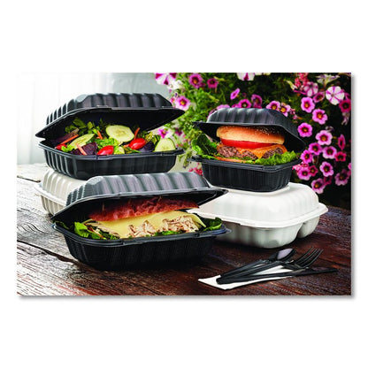 EarthChoice SmartLock Microwavable MFPP Hinged Lid Container, 9 x 6 x 3, Black, Plastic, 270/Carton