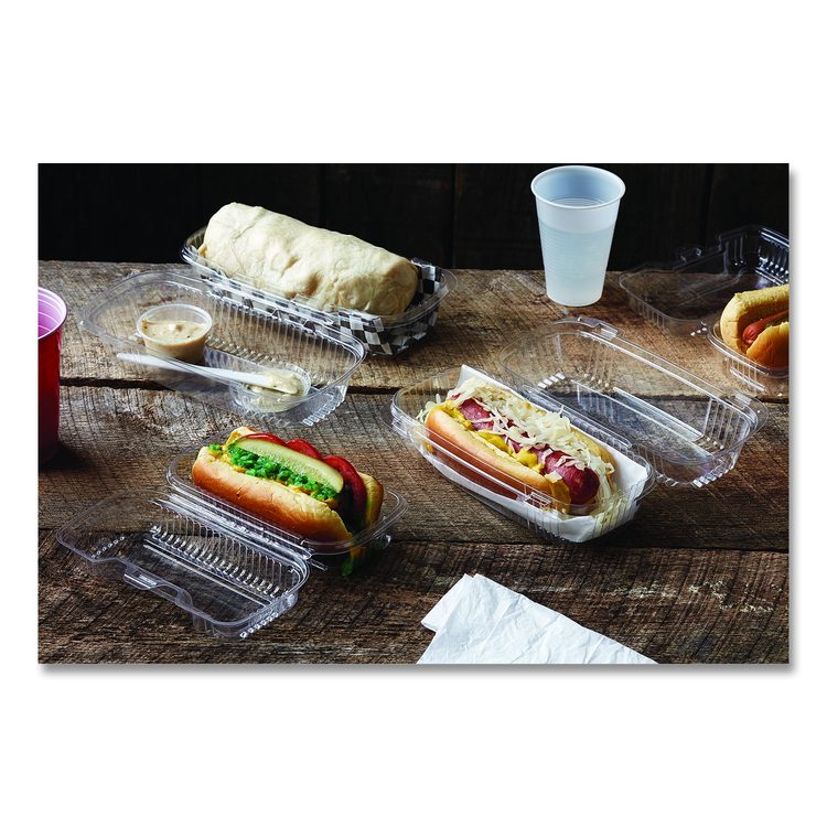 ClearView SmartLock Hinged Lid Container, 23 oz, 8.5 x 4 x 2.5, Clear, Plastic, 250/Carton