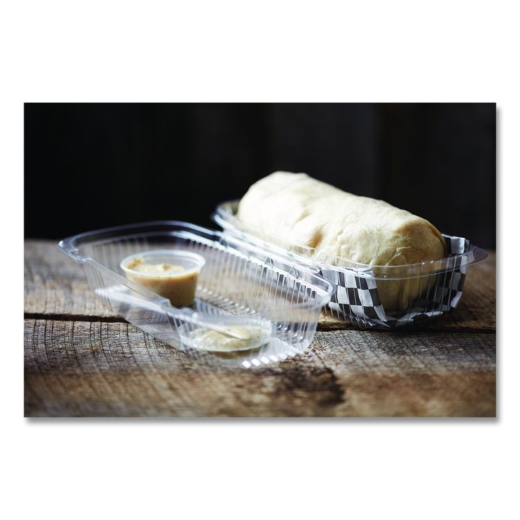ClearView SmartLock Hinged Lid Container, Hoagie Container, 27 oz, 9.3 x 4.5 x 3, Clear, Plastic, 250/Carton