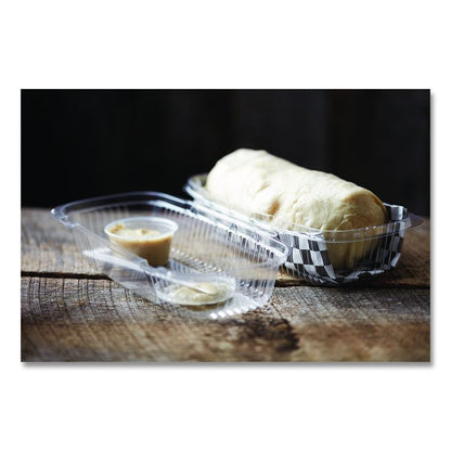 ClearView SmartLock Hinged Lid Container, Hoagie Container, 27 oz, 9.3 x 4.5 x 3, Clear, Plastic, 250/Carton